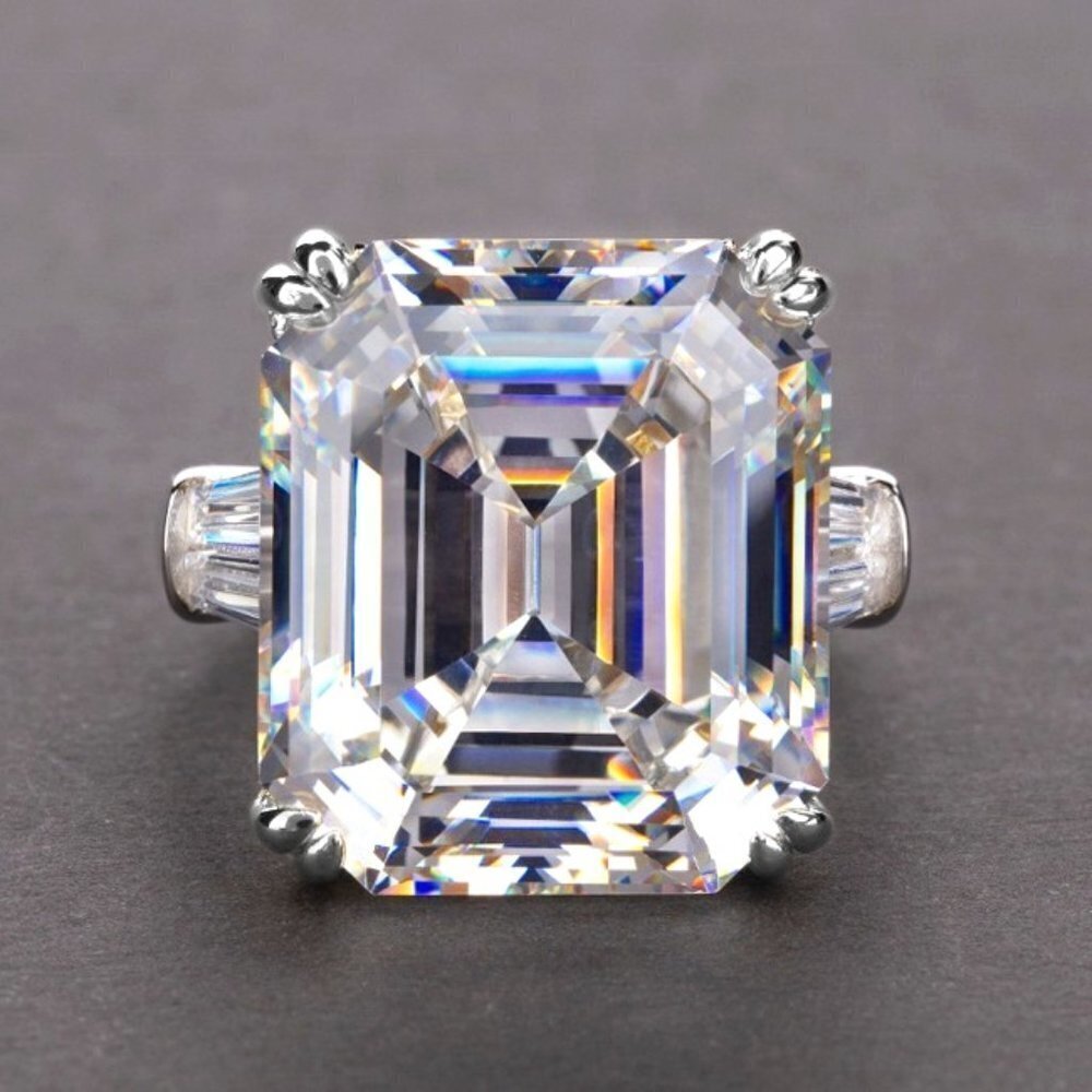 💝 Radiant Cut Gemstone Zircon Luxury Wedding Rings for Women, PD558 - Picture 1 of 5
